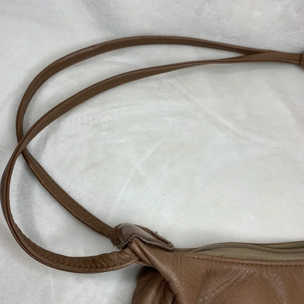 SAS Vintage Natural Tan Beige Brown‎ Leather Shoulder Bag Purse Knot Strap VTG